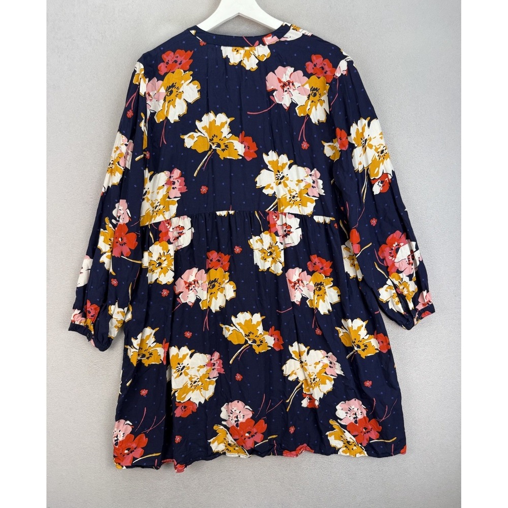 Old Navy Women's Sz XL Multicolor Florals Lace Up Yoke Swing 3/4 Sleeve Dress - Picture 3 of 8